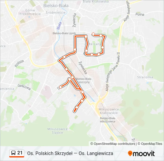 Автобус 21: карта маршрута