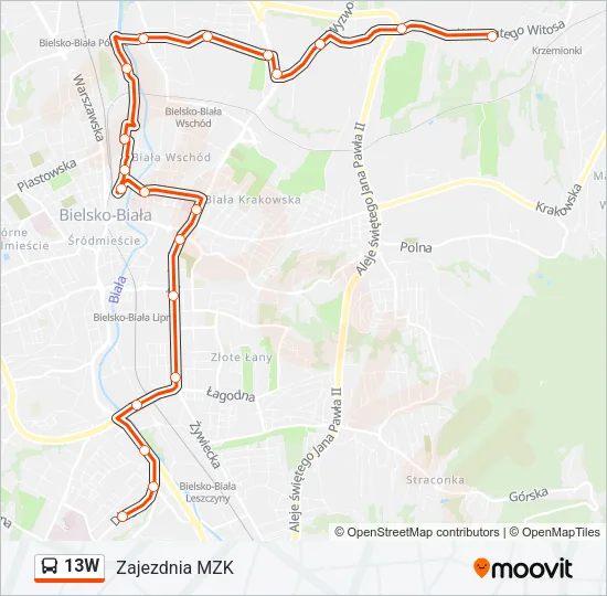 13W Bus Line Map