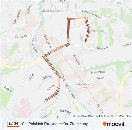 34 bus Line Map