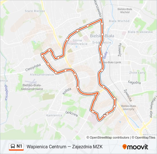 N1 bus Line Map