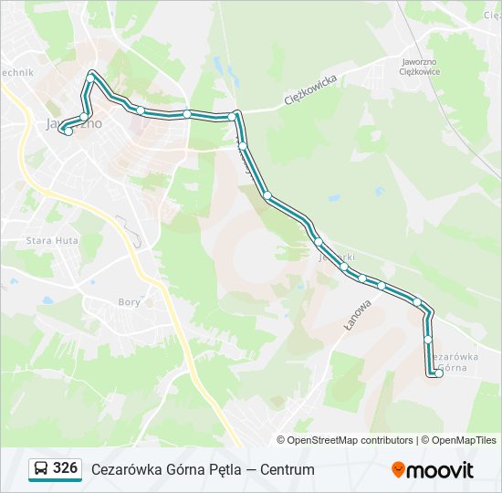 Mapa linii autobus 326