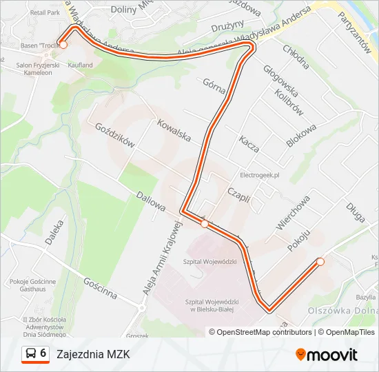 Автобус 6: карта маршрута
