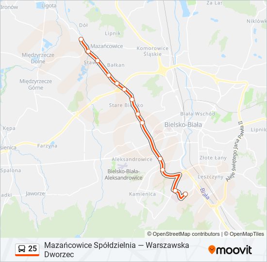 25 bus Line Map