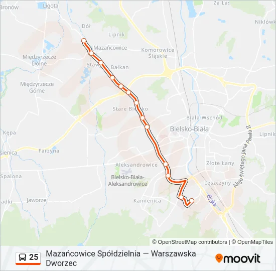 Автобус 25: карта маршрута