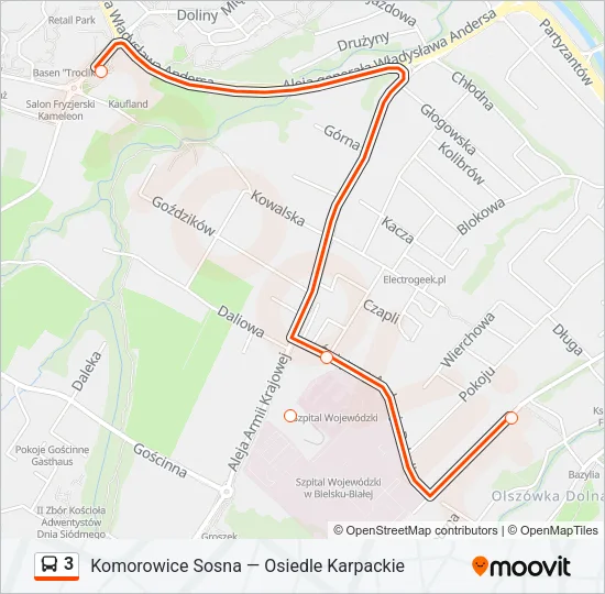 Автобус 3: карта маршрута