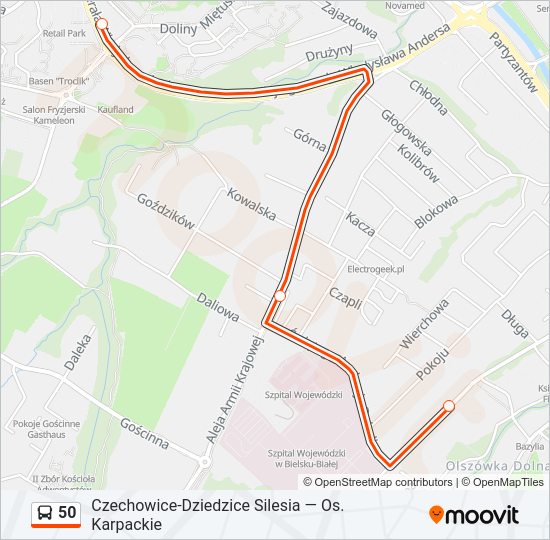 50 bus Line Map