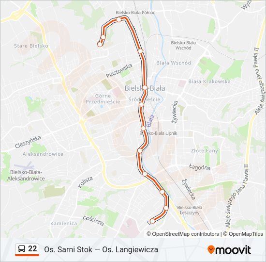 22 bus Line Map