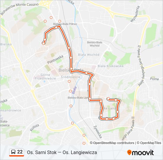 22 bus Line Map