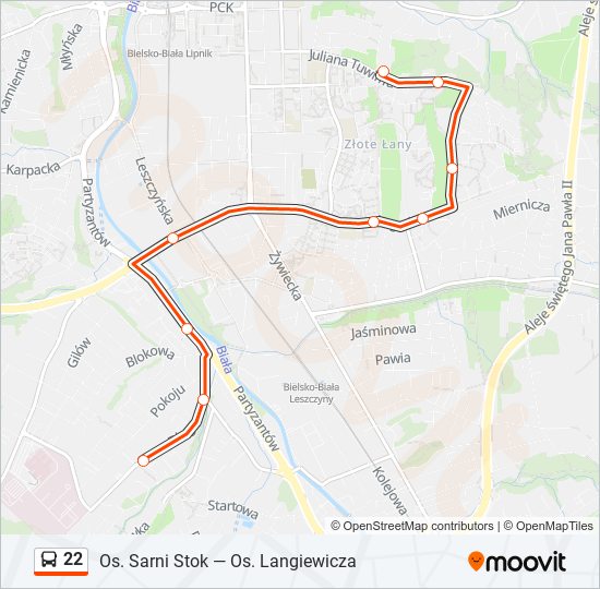 22 bus Line Map