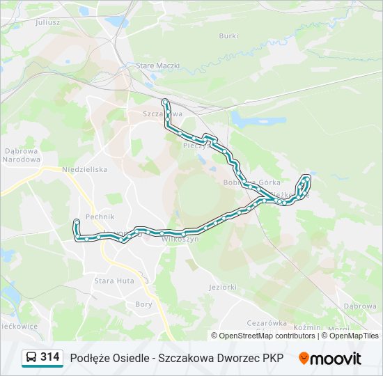 314 bus Line Map