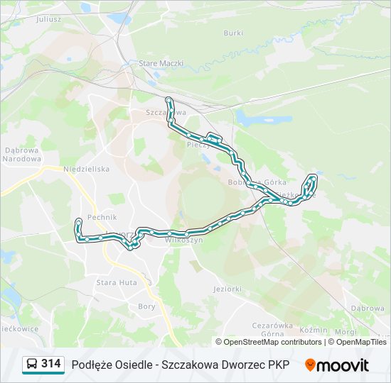 314 bus Line Map