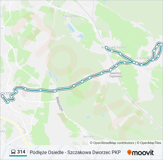 314 bus Line Map