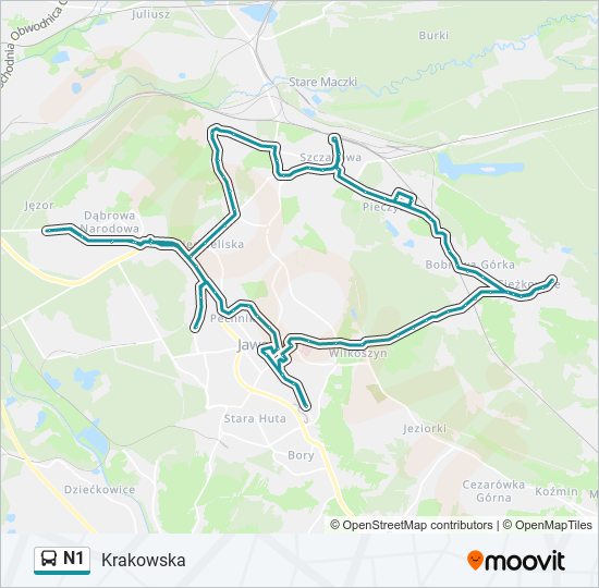 N1 bus Line Map