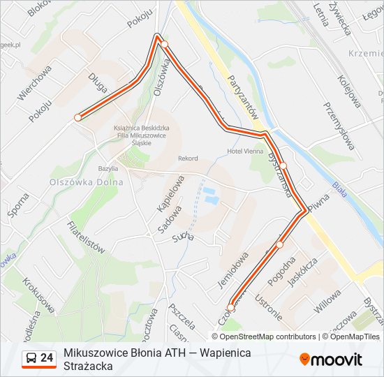 Mapa linii autobus 24