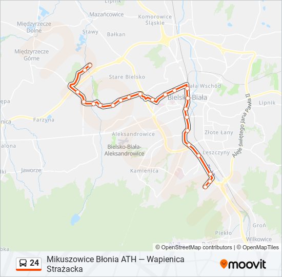 Mapa linii autobus 24