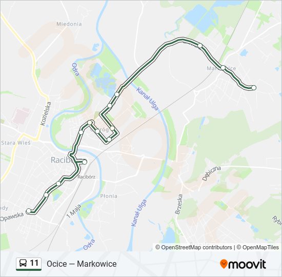 Автобус 11: карта маршрута