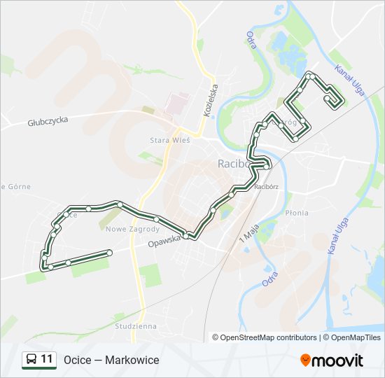Автобус 11: карта маршрута