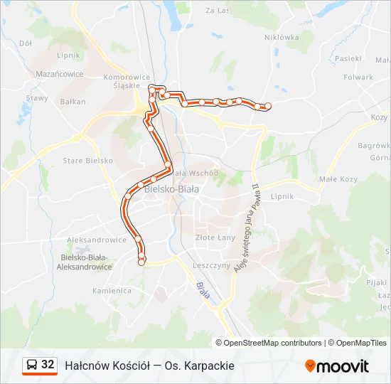 Автобус 32: карта маршрута