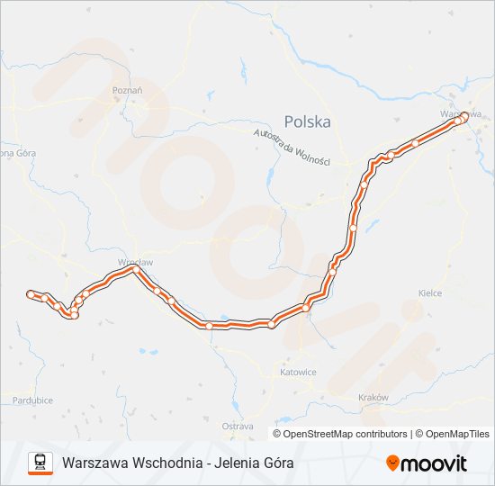 Поезд IC 16100: карта маршрута