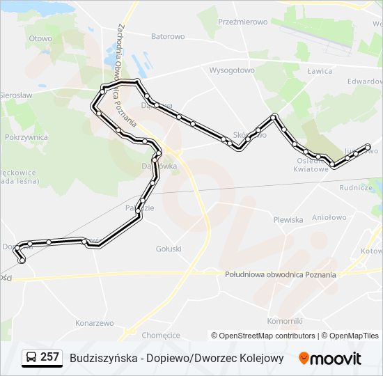 257 bus Line Map