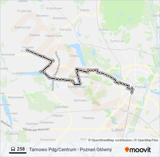 258 bus Line Map