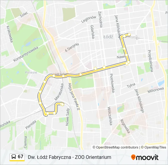 67 Bus Line Map