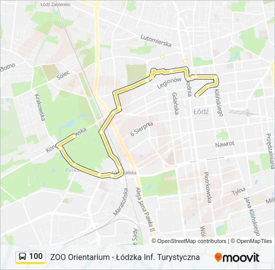 Автобус 100: карта маршрута
