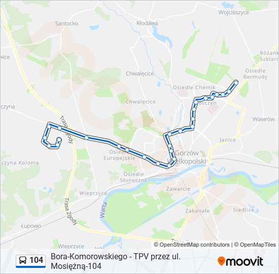 104 bus Line Map