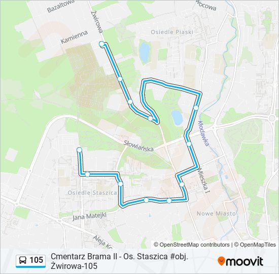 105 bus Line Map