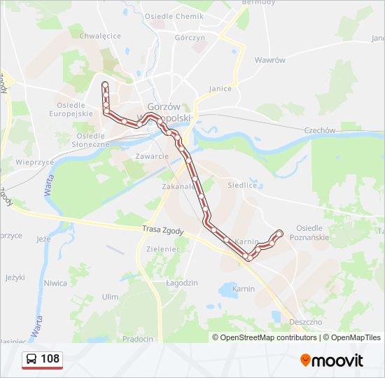 108 bus Line Map