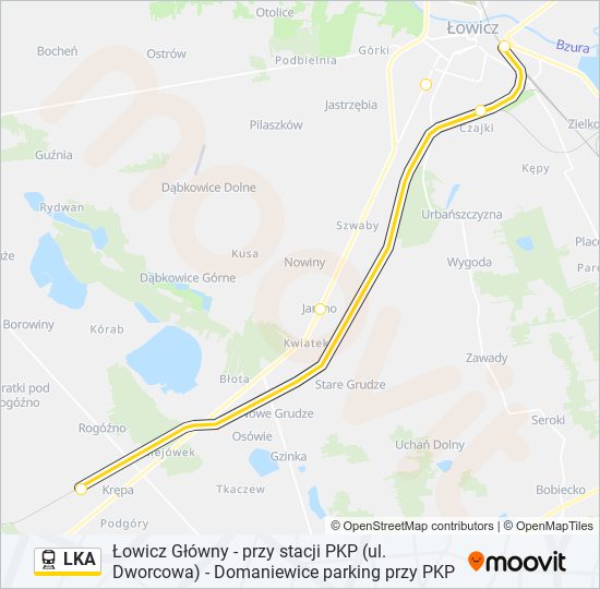 Mapa linii kolej LKA