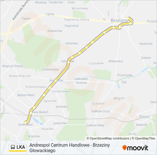 Mapa linii autobus LKA