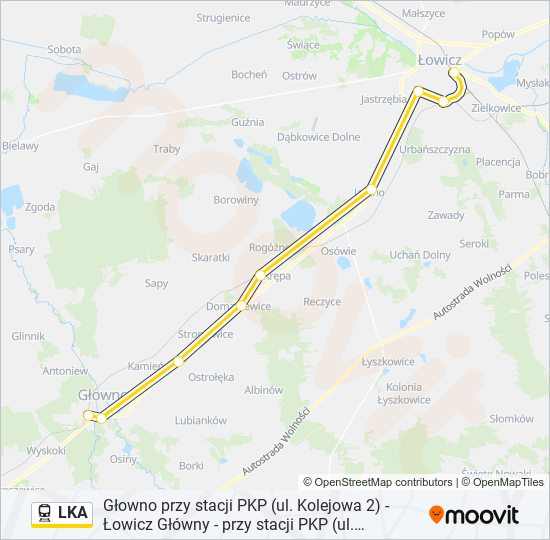 Mapa linii kolej LKA