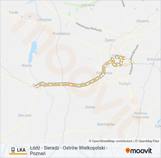 Mapa linii kolej LKA