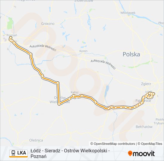 Поезд LKA: карта маршрута