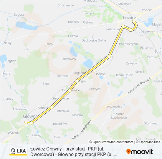 Mapa linii kolej LKA