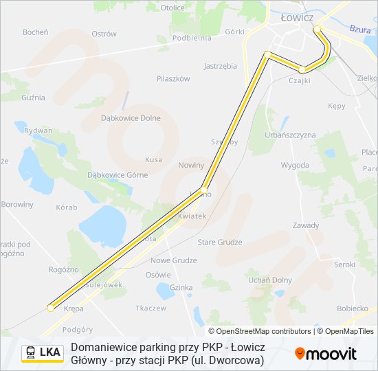 Mapa linii kolej LKA