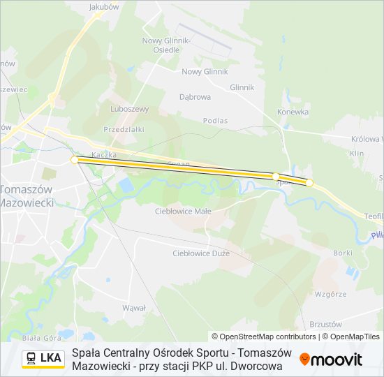 Mapa linii kolej LKA