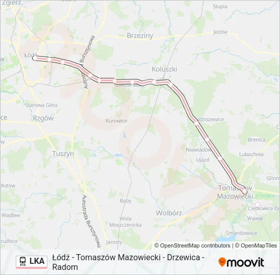 Поезд LKA: карта маршрута