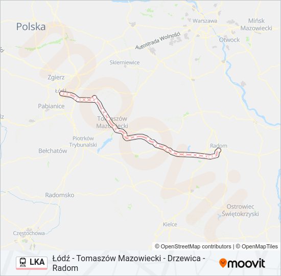 Поезд LKA: карта маршрута