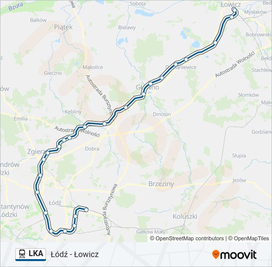 Поезд LKA: карта маршрута