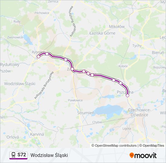 Поезд S72: карта маршрута