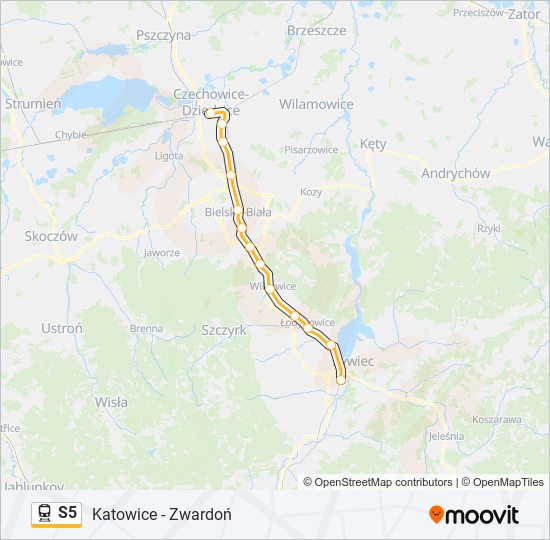 Поезд S5: карта маршрута