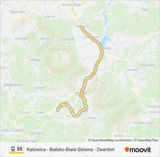 Поезд S5: карта маршрута