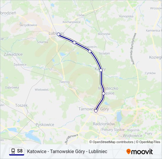 Поезд S8: карта маршрута