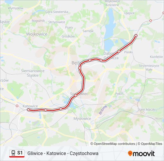 Поезд S1: карта маршрута