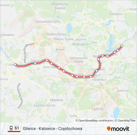 Поезд S1: карта маршрута