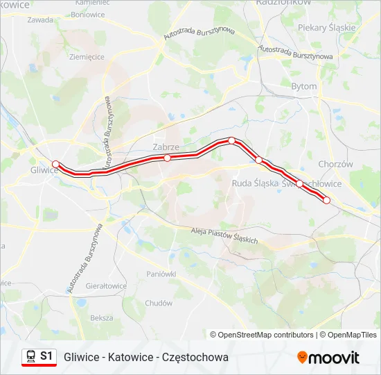 Поезд S1: карта маршрута