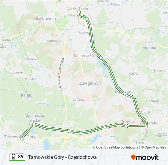 S9 train Line Map