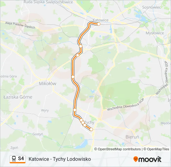 Поезд S4: карта маршрута